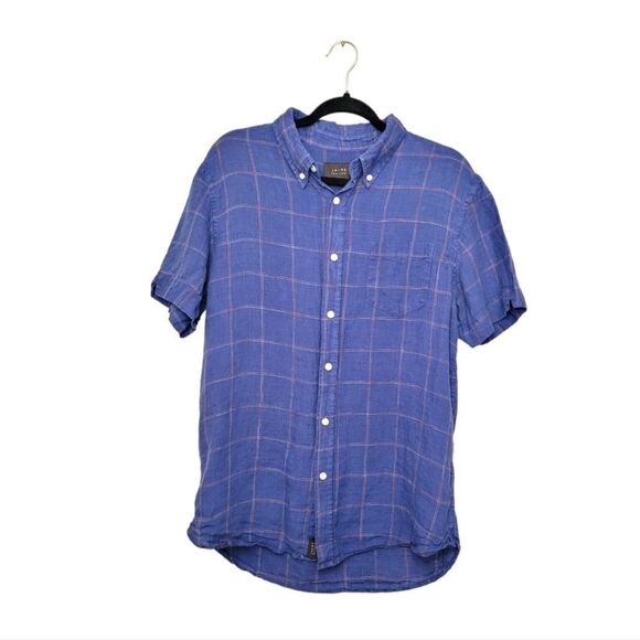Jachs New York Blue 100% Linen Button  Front Shirt - Picture 1 of 6